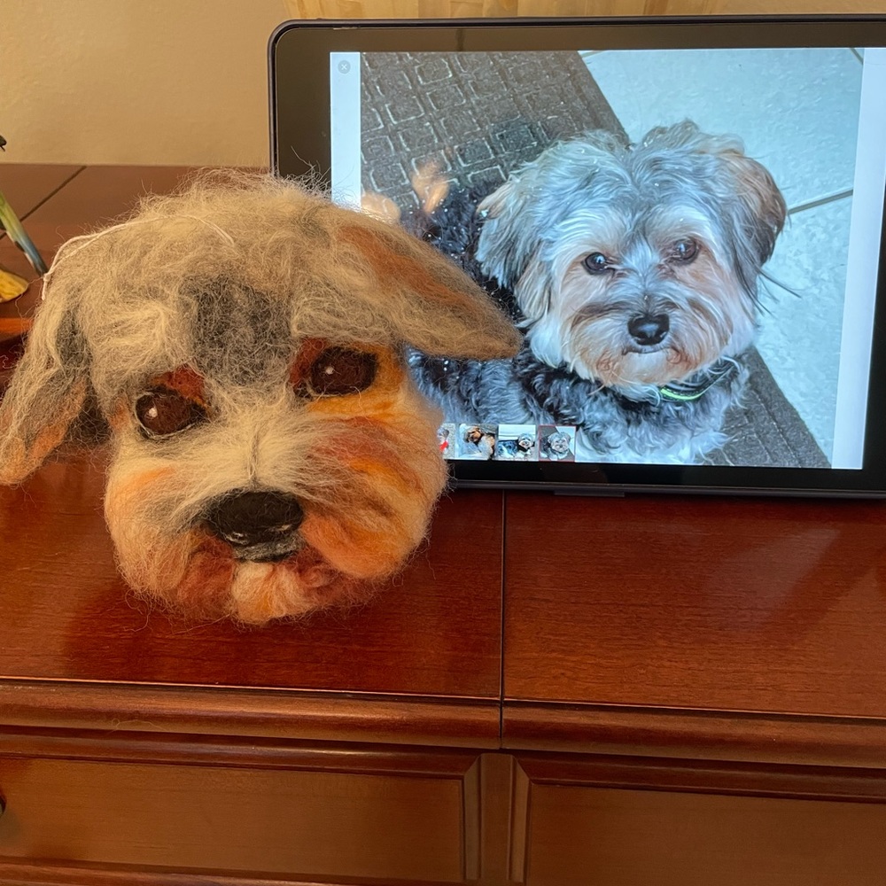 Hand crafted custom order needle felted dog one of a kind artisan pet handmade
